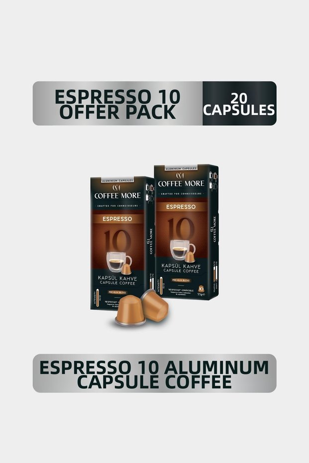 10 Espresso Capsule Coffee 10 X 2 Packs (20 Pieces) Nespresso Compatible