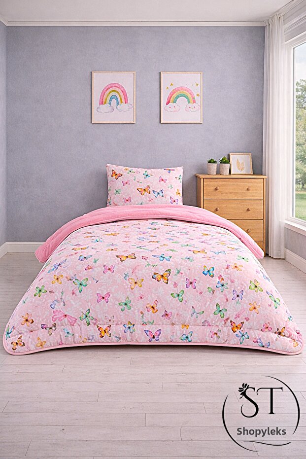 لحاف ويلسوفت مزدوج الجوانب بنمط الفراشة لشخص واحد - 3