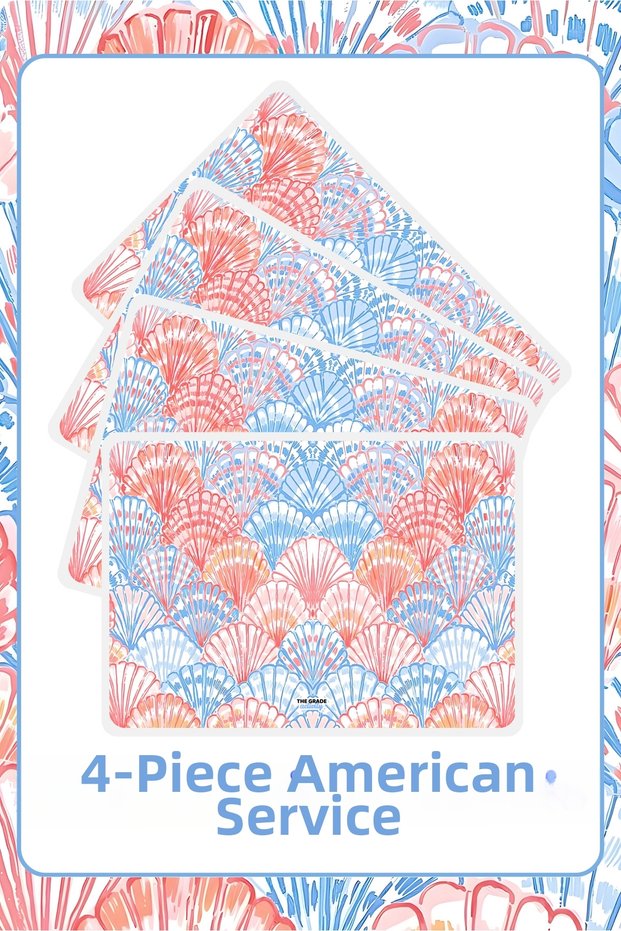 American Service Set of 4 Marine Themed Plate Mats Stain Resistant American Service Modern American Service