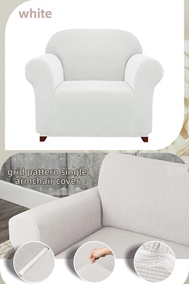 Lycra Single Sofa Cover, Elastic Rubberized Sofa Cover with Pitikare Pattern, Single Size