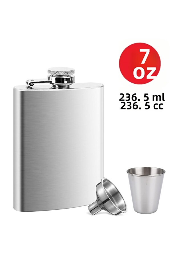 Outdoor Camping Stainless Steel Pocket Flask 1 Pcs Cup and Funnel Set
