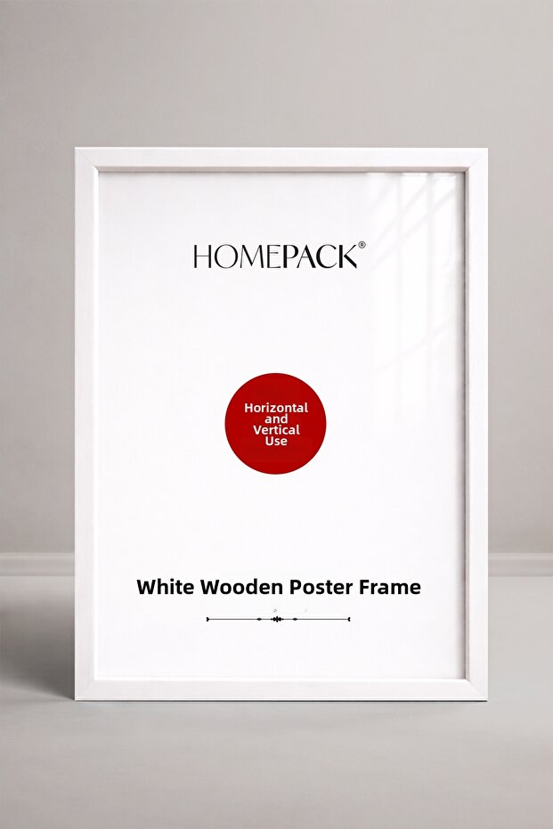 إطار ملصق بإطار خشبي أبيض مقاس 30 × 42 سم، إطار فارغ، WHITE-FRAME-30X42