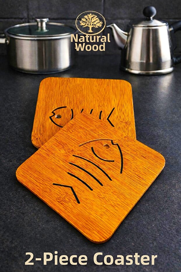 2-Pack Mdf Wooden Trivet Falper Design Teapot Base Hot Pot Patterned Wooden Trivet
