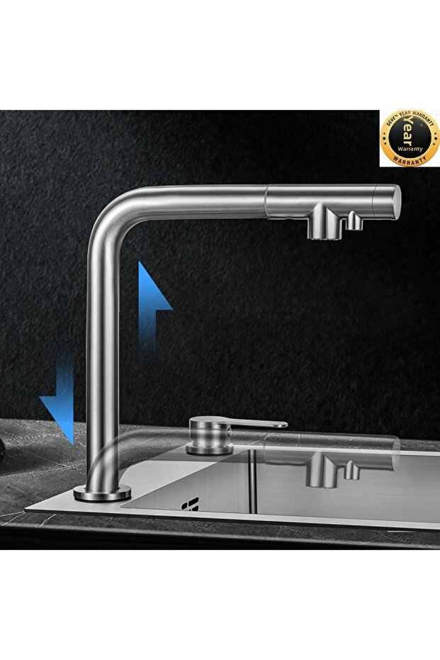 Kitchen Sink Faucet with Window Front Lift-Up Water Purification Outlet Spiral New System Matte Black Imported