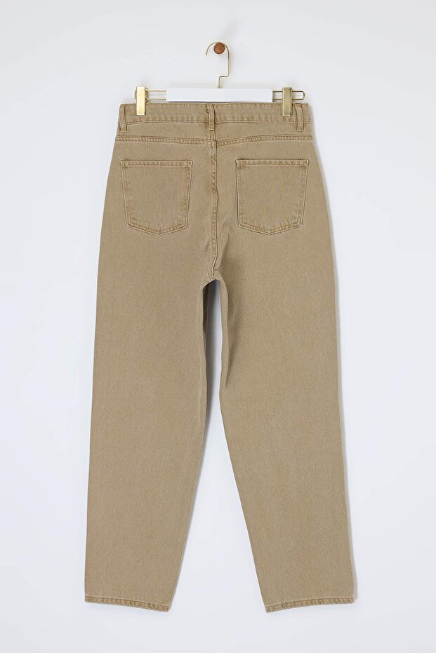 Bej Baggy/Geniş Kesim Bol Kot Pantolon Jeans TMNAW24JE00027 - 5