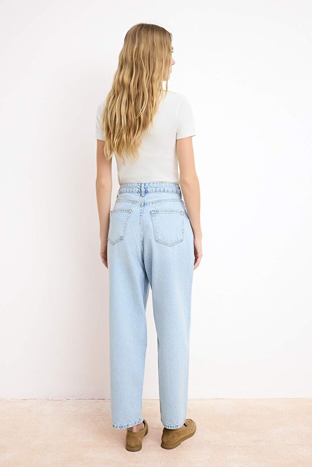 Mavi Yüksek Bel 100% Pamuk Barrel Jeans TWOSS26JE00143 - 4