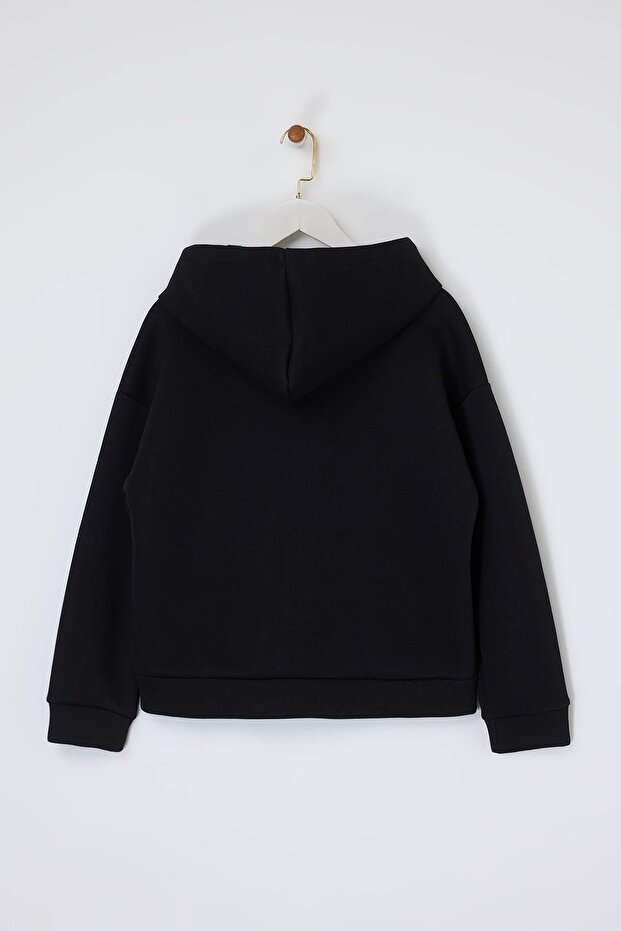 Wardrobe Essentials –Siyah Oversize Kapüşonlu Örme Sweatshirt |TWOAW26SW00018 - 6
