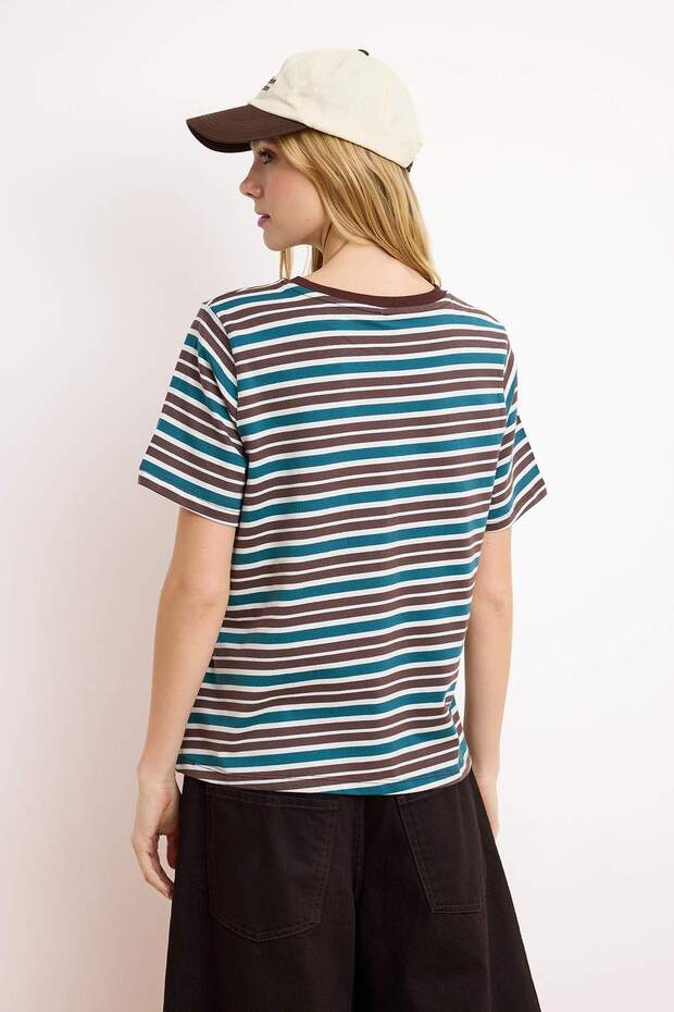 Çok Renkli Regular/Normal Kalıp Kısa Kollu Tok %100 Pamuk Örme T-Shirt TWOSS26TS00028 - 4