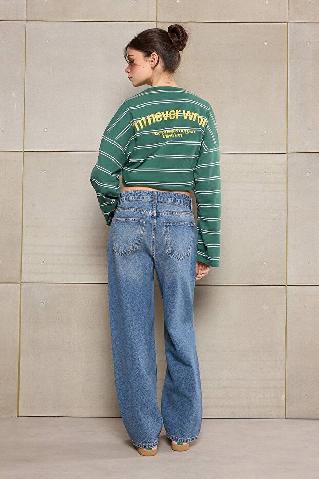 Teen Mavi Dikiş Detaylı Yüksek Bel Baggy %100 Pamuk Jeans TWOSS26JE00084 - 3