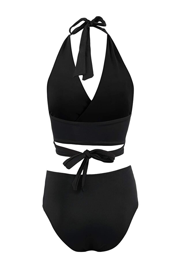 Siyah Bralette Kaplı Yüksek Bel Regular Bikini Takımı TBESS26BT00043 - 4