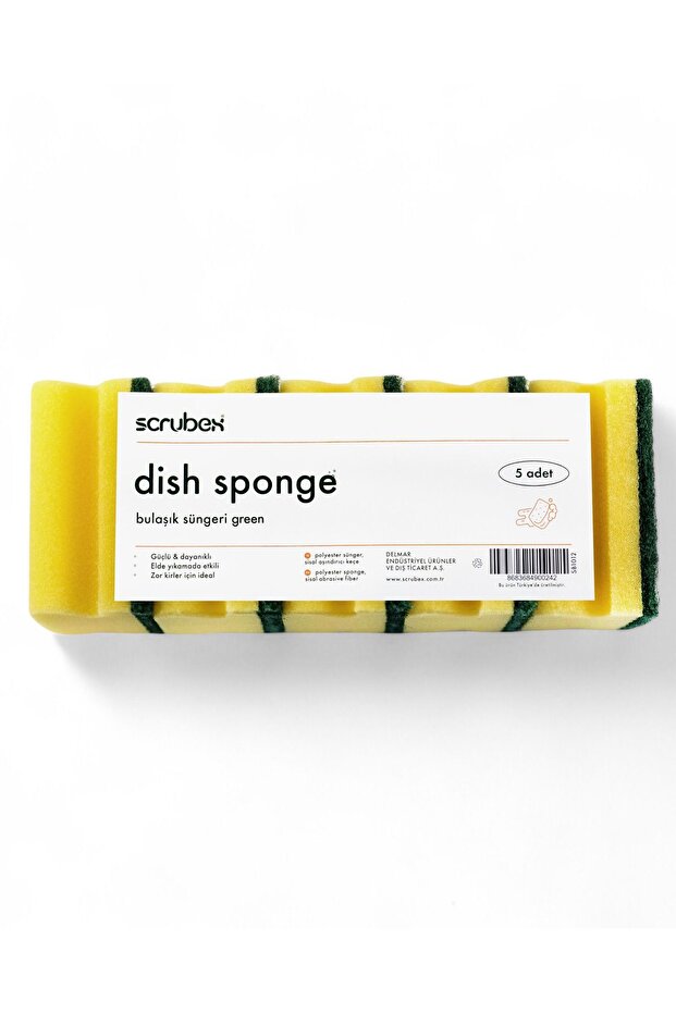 Green Dish Sponge 5-Pack with Grooves Sb1012