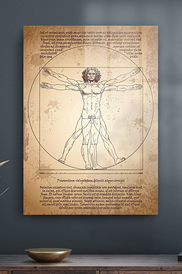 Davinci Vitruvius Adamı Cam Tablo - 1