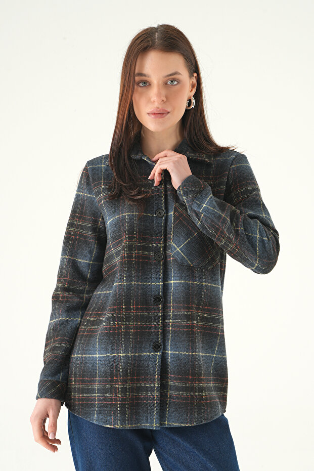 3127A قميص بأزرار أمامية لون كحلي - 2