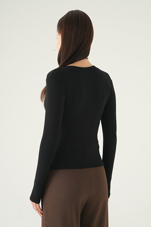 8276A Front Buttoned Badi Black - 5