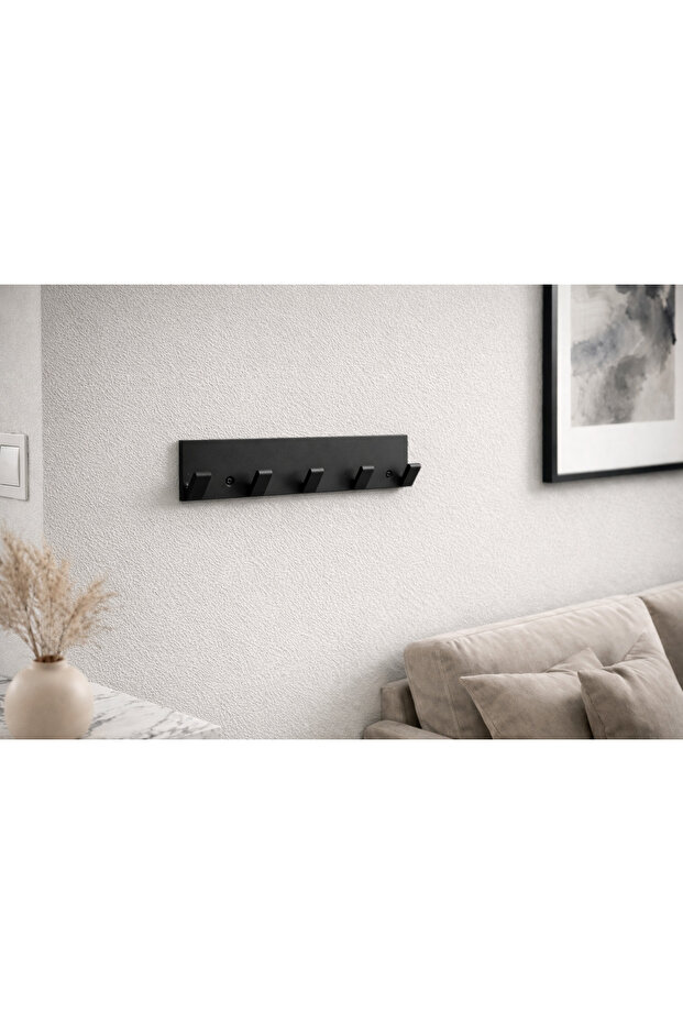 Modern Siyah 5'li Duvar Askılığı - 3