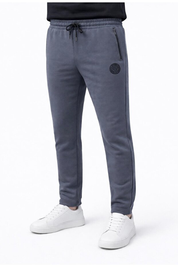 Men's Smoke Gray Zipper Pocket Straight Leg 2 Thread Sweatpants Bottom-P601