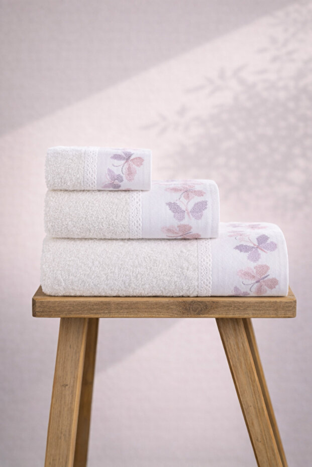Carmen 3 Piece Towel Set 100% Cotton Boxed Turkish Bath Set Dowry Set Luxury Bath Towels