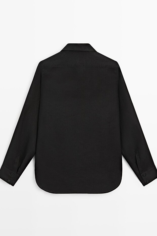 Dökümlü keten gömlek - 7