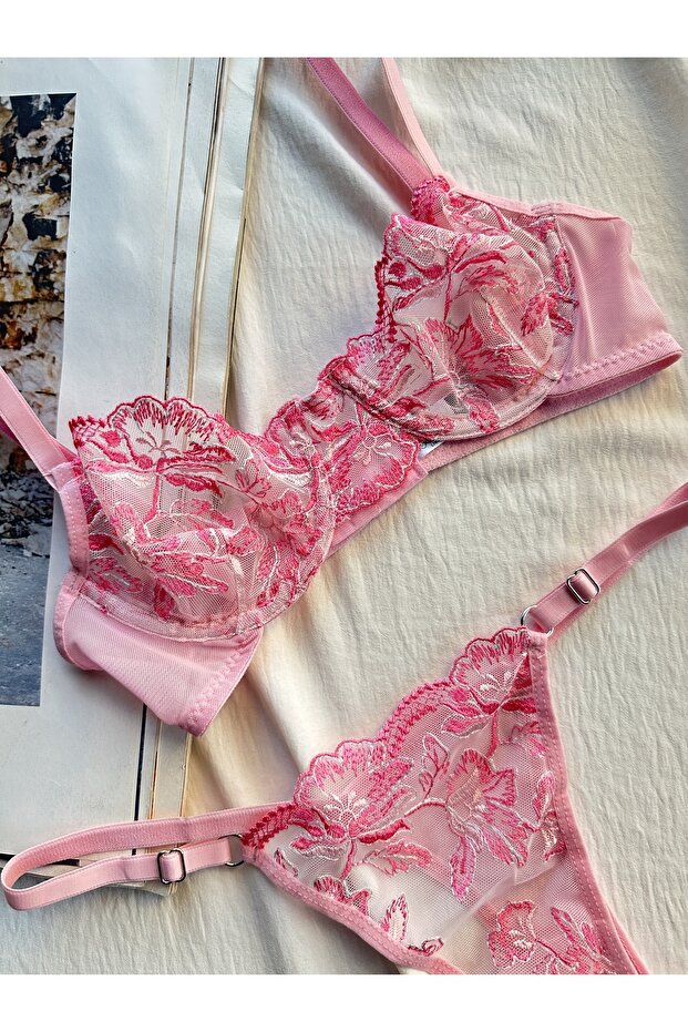 Adele Pink Bralet Takımı - 6