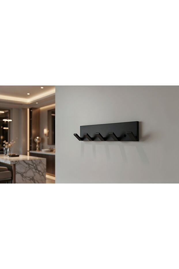 Modern Siyah 5'li Duvar Askılığı - 1