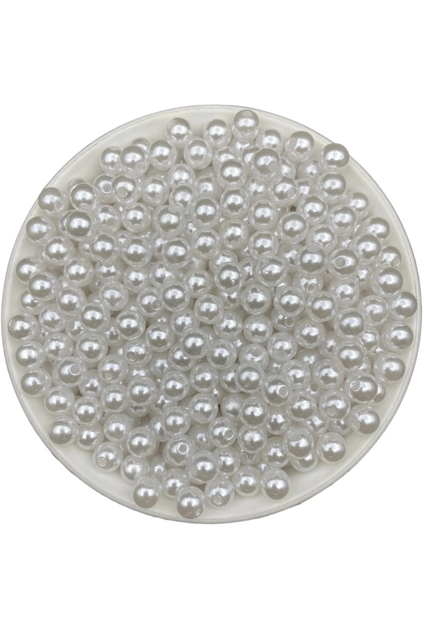 8mm White Luxury Plated - Plastic Pearl Beads Jewelry Making Bead(50Gr~200Pcs)
