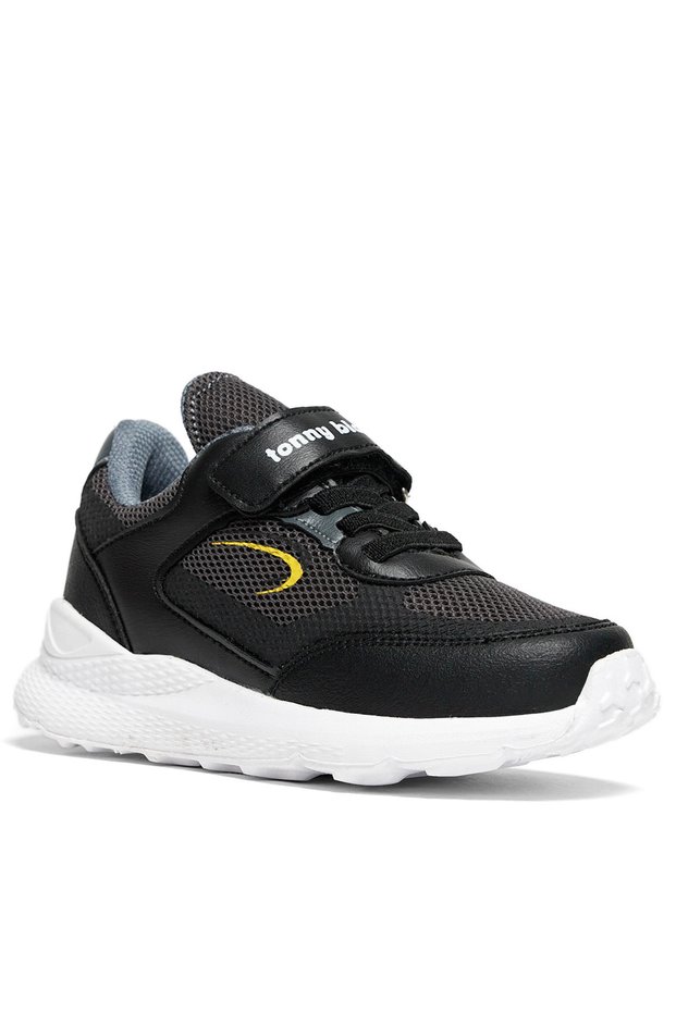 Children's Unisex Black Smoked Yellow Faylon Sole Velcro Children's Shoes