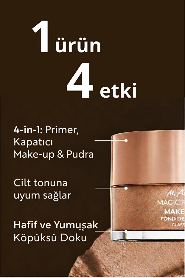 Magic Finish Sihirli Fondöten 4'ü 1 arada Primer, Kapatıcı, Fondöten ve Pudra 30 ml - 3