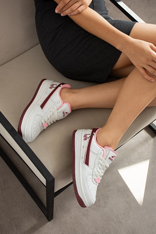 SEOUL SPORT SHOES Cherry Love Air – Kiraz Nakışlı Beyaz Kadın Sneaker Spor Ayakkabı