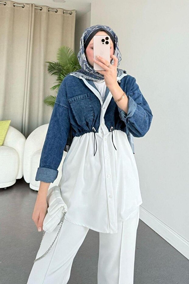 Üstü Kot Tunik Mavi - 3