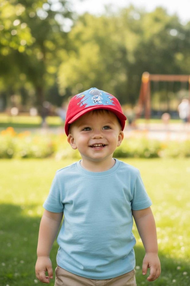 1-3 Years Old Boy's Lighted Summer Hat with Adjustable Back Accessory