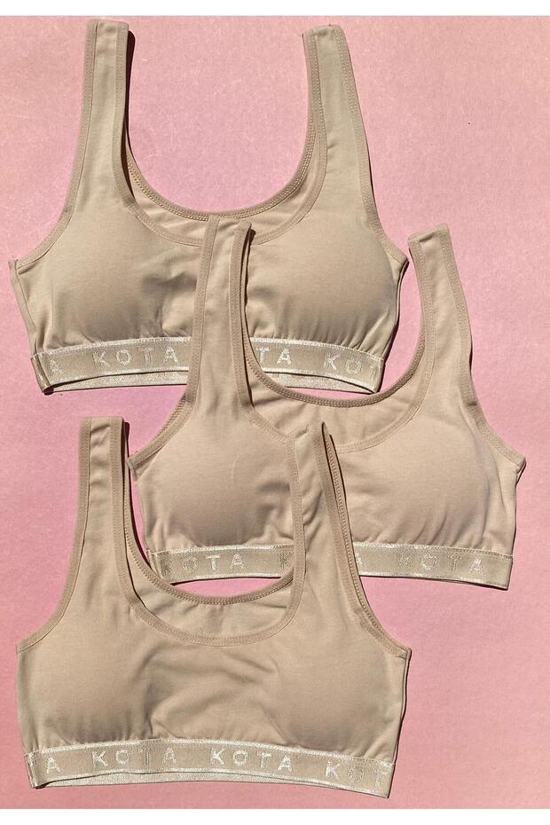 3-Piece Cotton Lycra Skin Color Bustier with Removable Pads - Half Tank Top