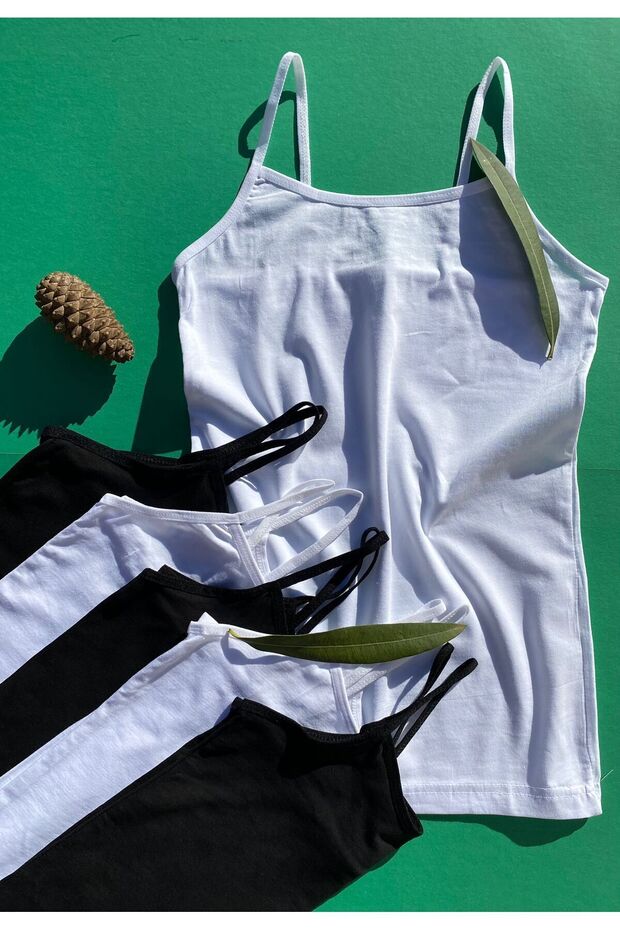 Flexible 6 Pieces Rope Strap Lycra Black and White Cotton Women's Athlete