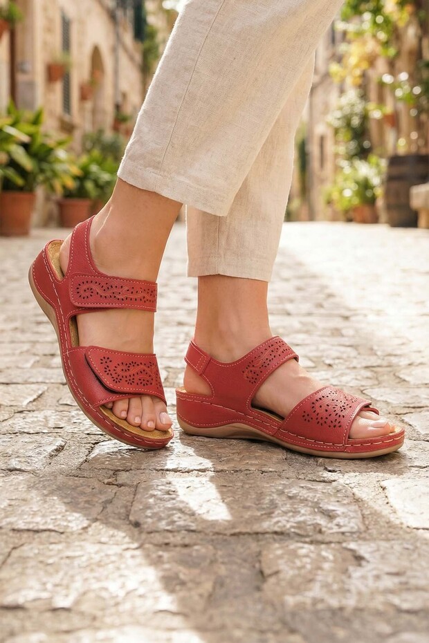 Summer Women’s Genuine Leather Insole Comfortable Sole Velcro Adjustable Casual Sandals