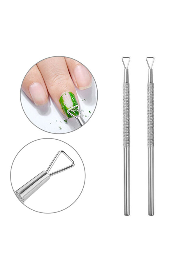 DUTRIEUX 2PCS LULAA Stainless Triangle Cuticle Pusher Peeler for Gel Polish Remover Triangular Desig