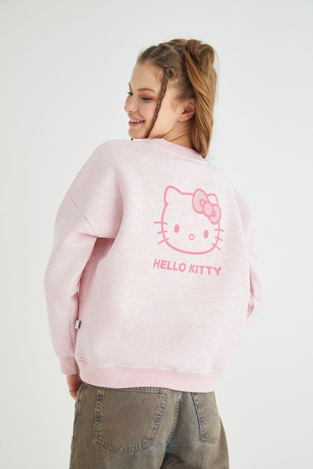 Lisanslı Baskılı Kalın Pembe Sweatshirt - 3