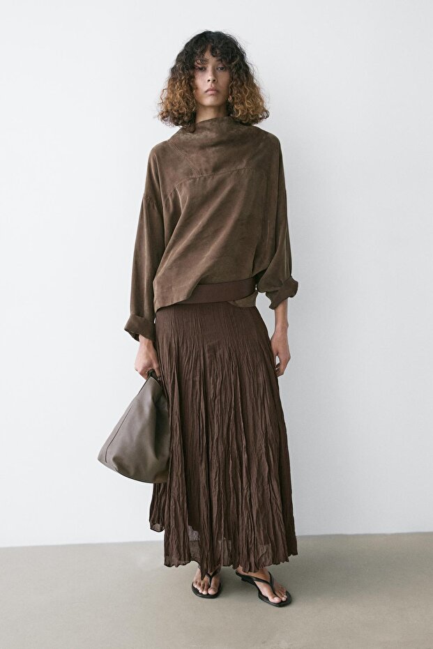 Drapeli detaylı dökümlü gömlek - 3