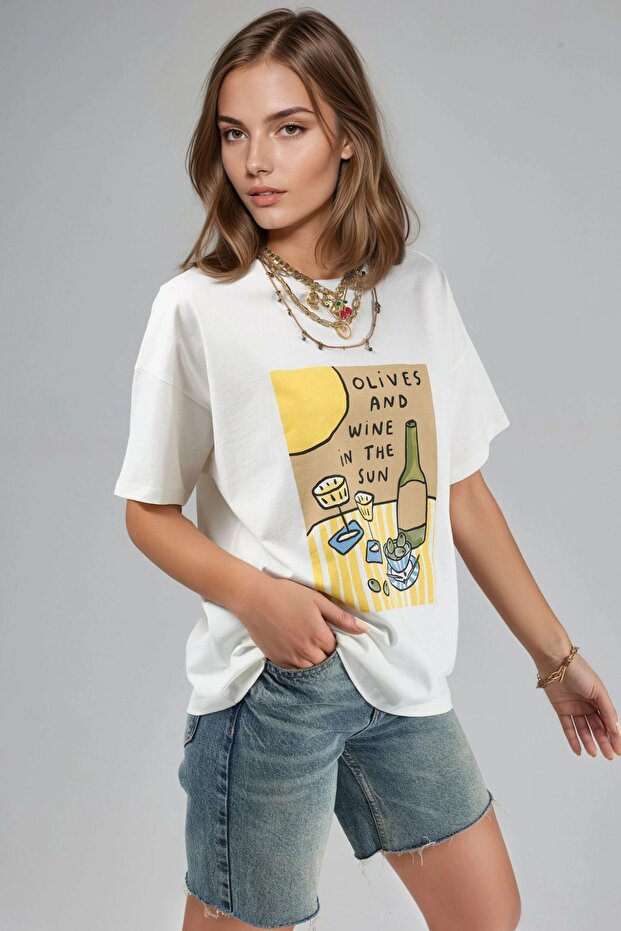 Baskılı Oversize Tişört - 4