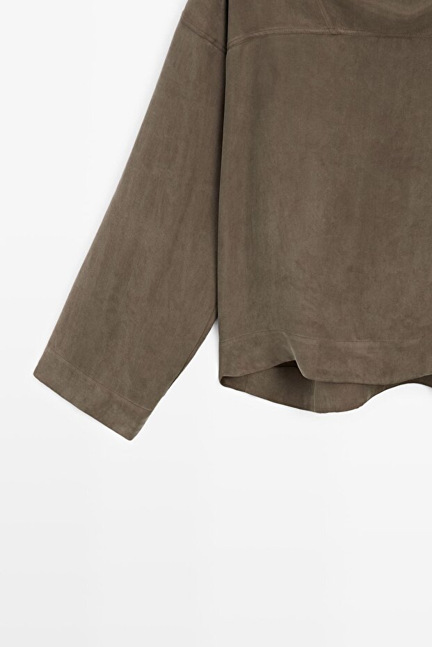 Drapeli detaylı dökümlü gömlek - 7