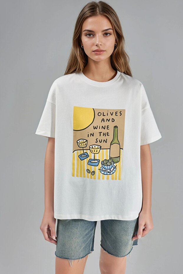 Baskılı Oversize Tişört - 8