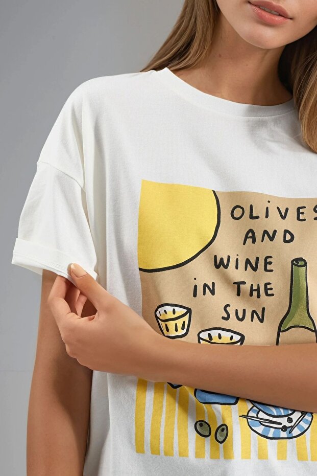 Baskılı Oversize Tişört - 7