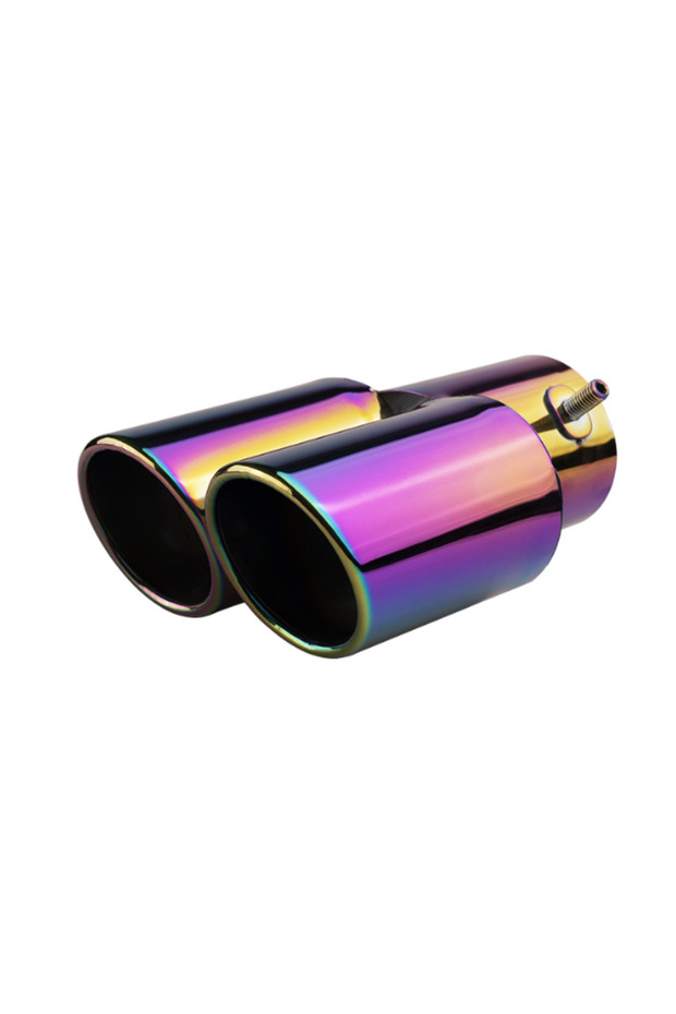 Chroma 1pcs Universal Car Dual Outlet Exhaust Tip Stainless Steel Black Exhaust Tips Muffler Tail Do