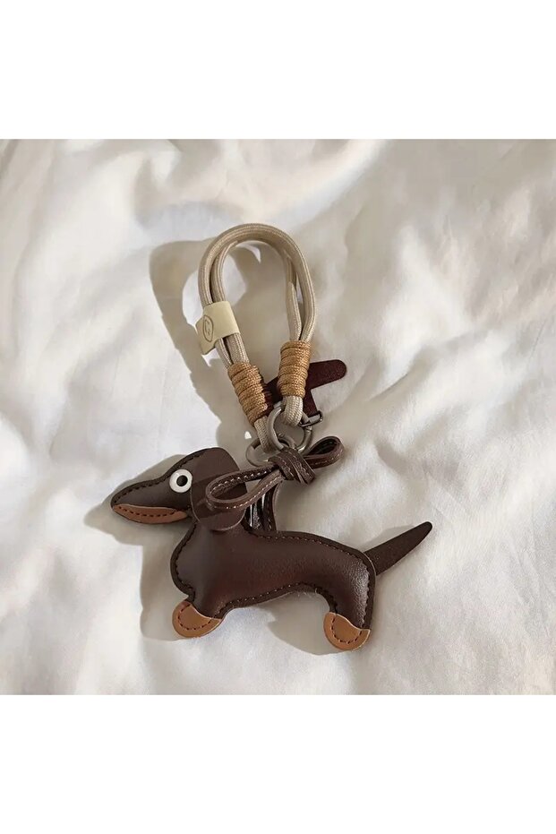 Bundle1 Orange Dachshund Keychain, PU Leather Dog Keyring with Strap - 2-in-1 Phone Grip & Key Organ