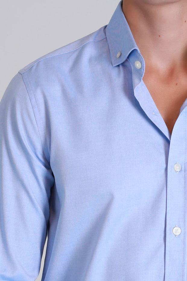 Danıel Erkek Basic Gömlek Slim Fit Mavi - 3