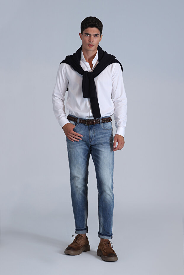 Danıel Erkek Basic Gömlek Slim Fit Beyaz - 4