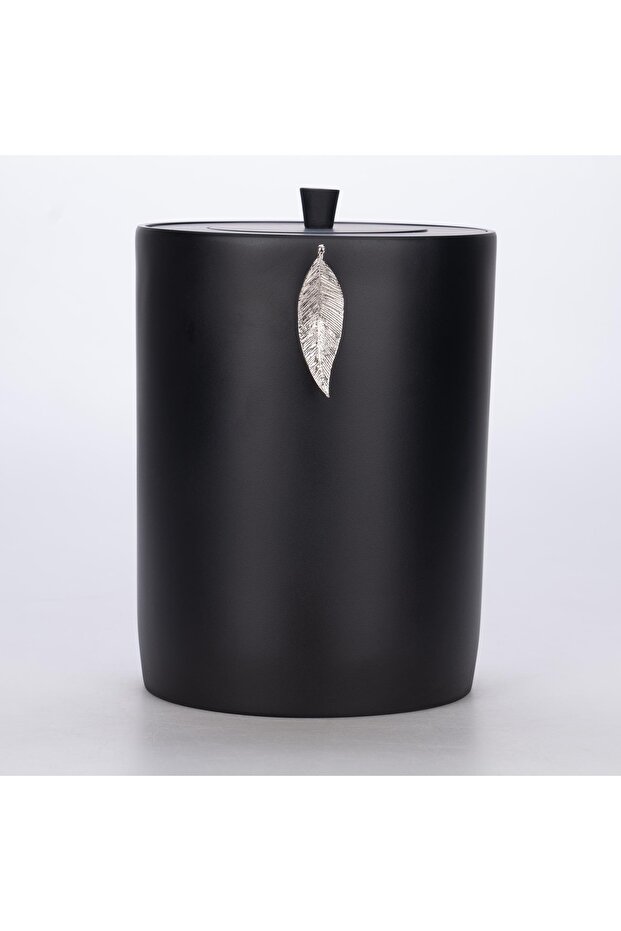 Leaf Çöp Kovası Siyah-Gümüş - 1