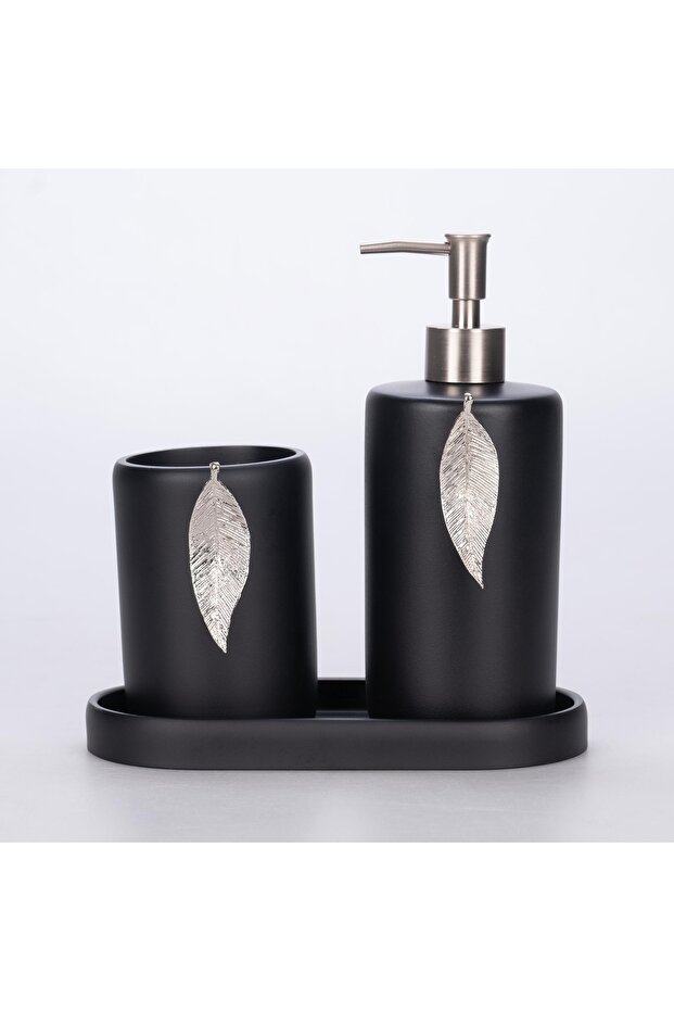 Leaf Banyo Seti Siyah Gümüş - 5