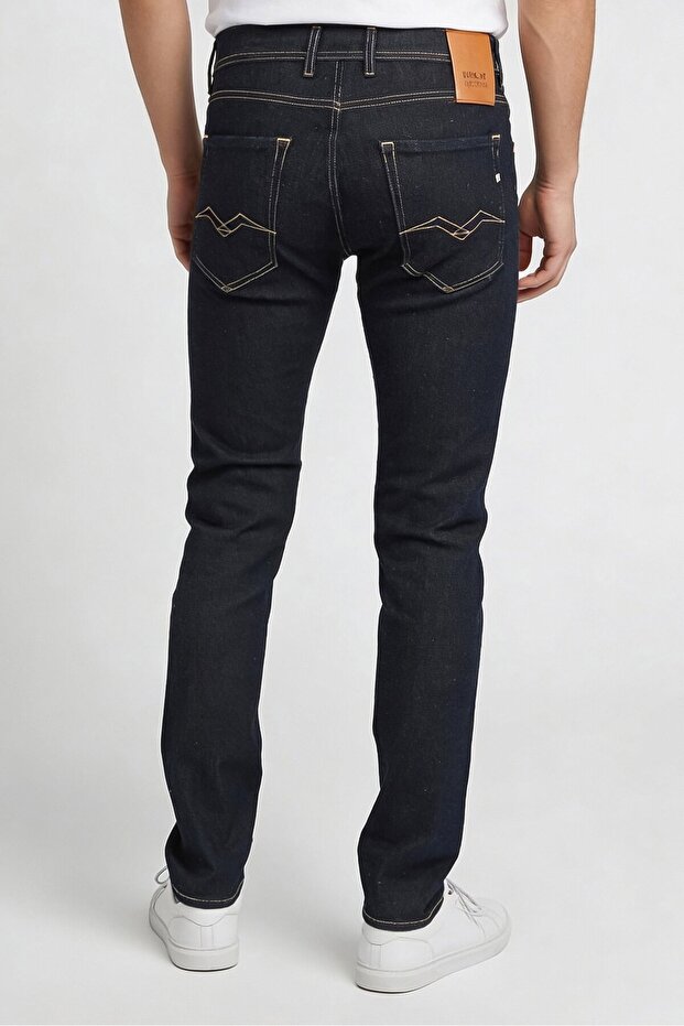 بنطلون جينز رجالي مطاطي بقصّة عادية، أزرق داكن - 3