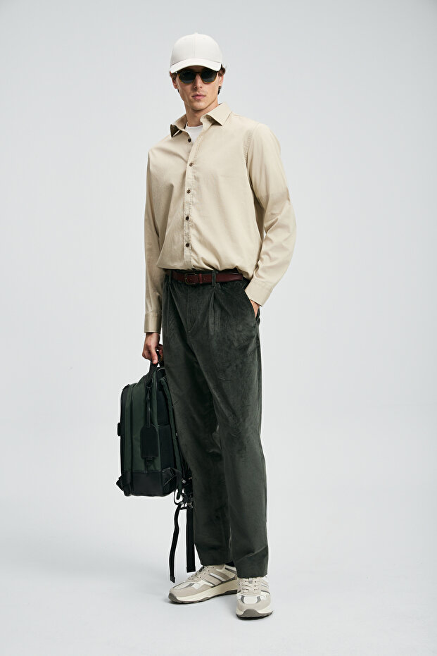 Ferla Erkek Basic Gömlek Regular Fit Bej - 5