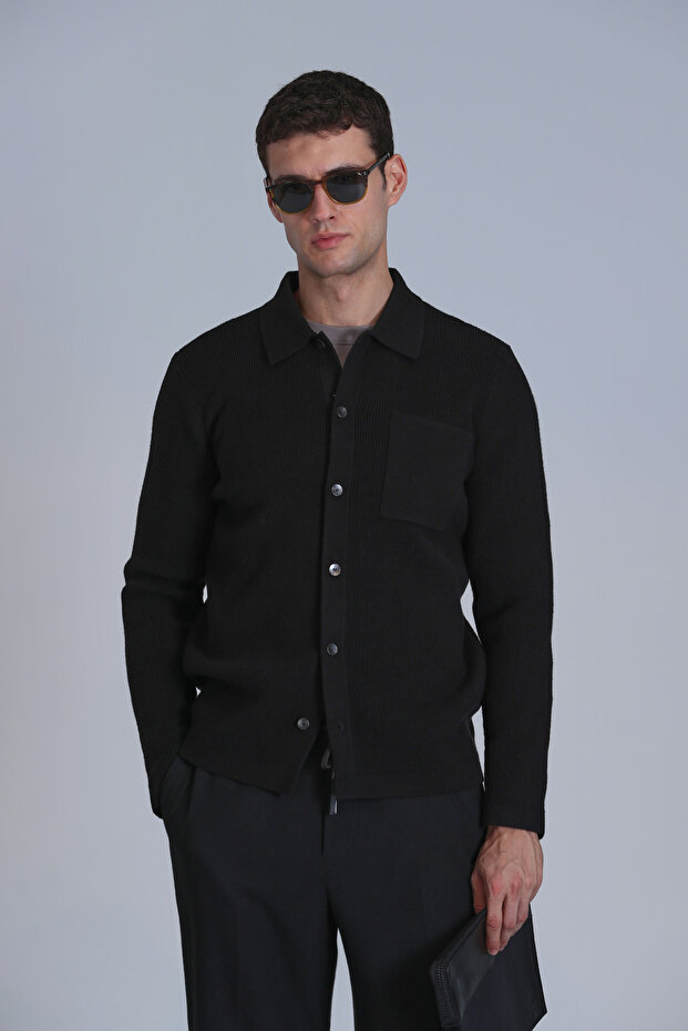 Μαύρη ανδρική ζακέτα Solid - 3