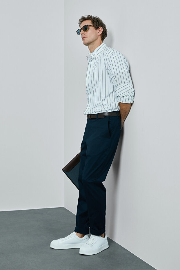 Nıcer Erkek Basic Gömlek Regular Fit Lacivert - 5